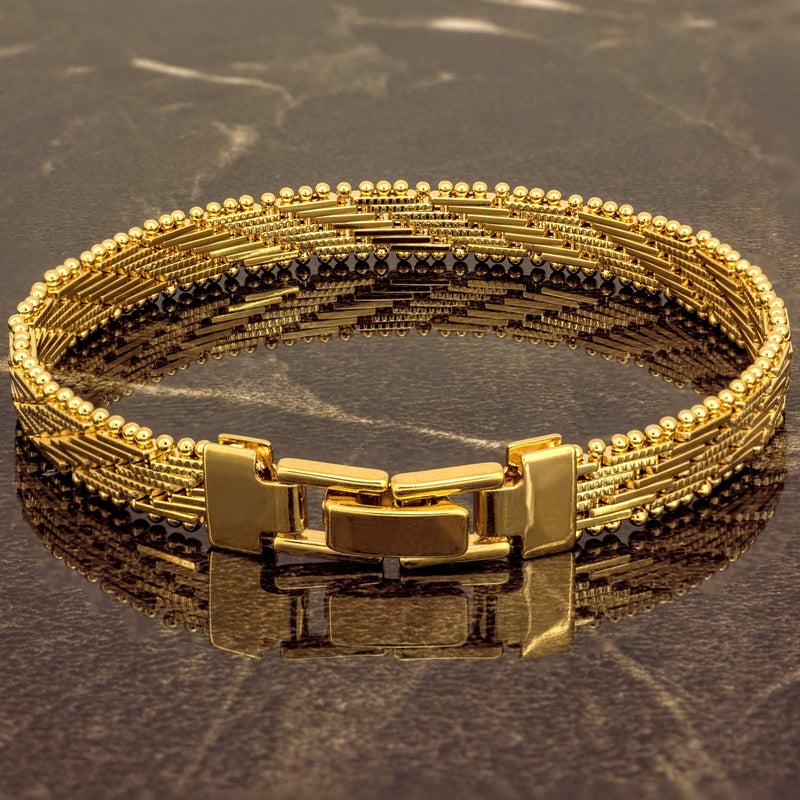 LIFETIME JEWELRY Vintage Flat Basket Weave Bracelet 24k Real Gold Plated for Women and Men (7mm & 13mm) (7mm, 9 inches) - Image 4